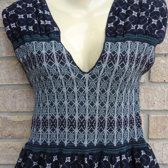 SIZE S. Max Studio Smocked V-neck Fit & Flare Dress. - Picture 12 of 16